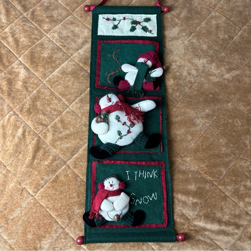 Vintage Christmas Wall Hanging Decor Card Holder Dan Dee Snowmen 25”